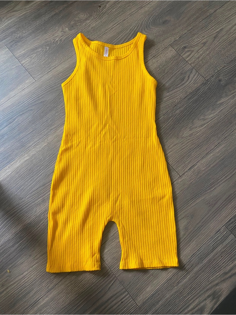 Women’s Ribbed Tank Short Jumpsuit in Yellow